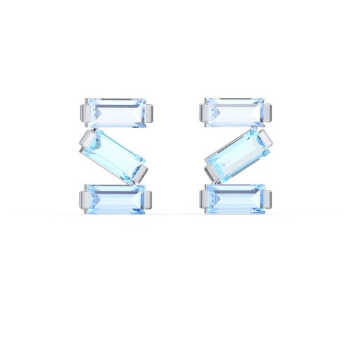 Baguette Scatter Stud Earrings – Sterling Silver with Aquamarine and Blue Topaz