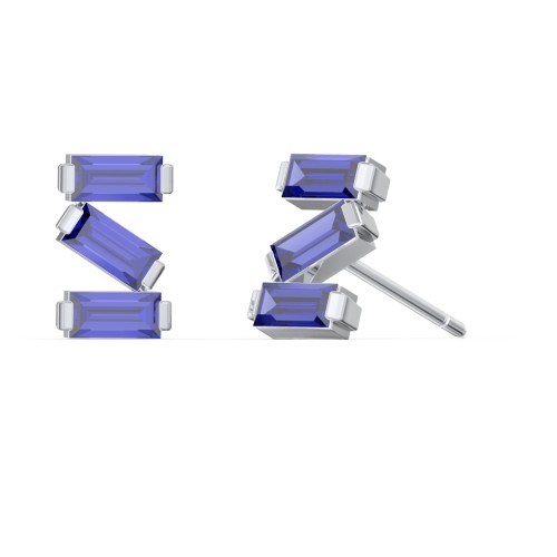 Baguette Scatter Stud Earrings – Sterling Silver with Blue Sapphire