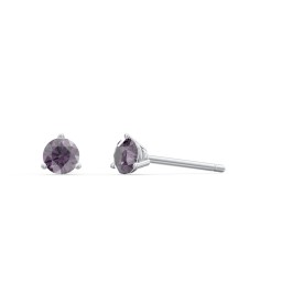 Classic 3 Prong Birthstone Stud Earrings in 925 Sterling Silver with Alexandrite