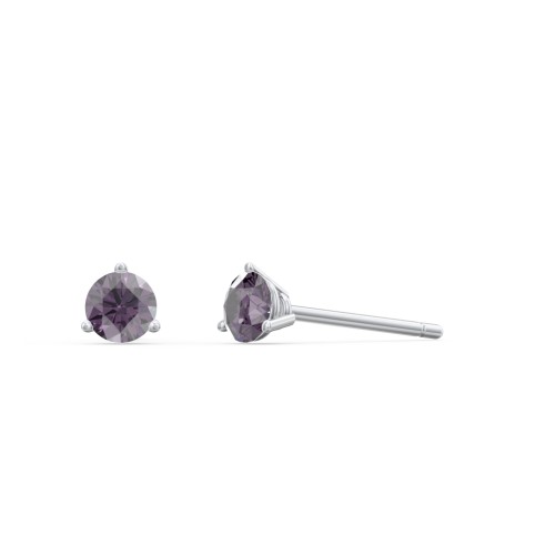 Classic 3 Prong Birthstone Stud Earrings – Sterling Silver with Alexandrite