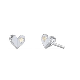 Mini Folded Heart Stud Earrings with Gemstones in 925 Sterling Silver with Fancy Yellow Premium Zirconia