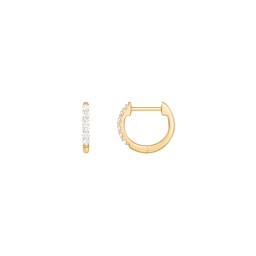 Small Lab Diamond Huggie Hoop Earrings in 9K Solid Yellow Gold