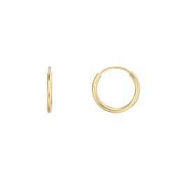 Small Gold Endless Hoop Earrings in 14K Solid Yellow Gold