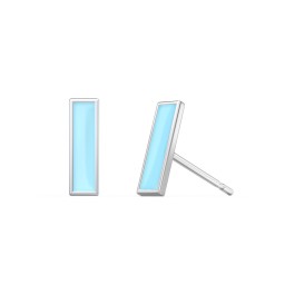 Petite Enameled Bar Stud Earrings - Light Blue in 925 Sterling Silver
