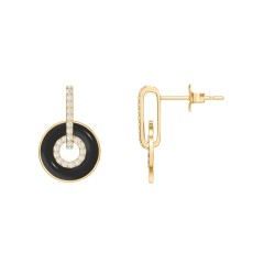 Pavé Drop Studs with Spinning Enamel Discs – 18K Gold Plated Silver