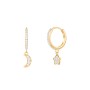 Pavé Star and Moon Huggie Earrings