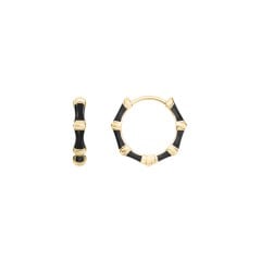 Bamboo Huggie Earrings with Enamel
