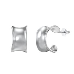 Organic Flared Open Hoop Studs in 925 Sterling Silver