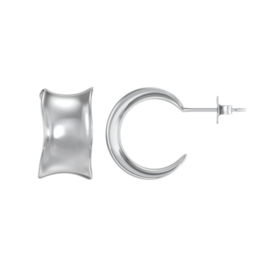 Organic Flared Open Hoop Studs – Sterling Silver
