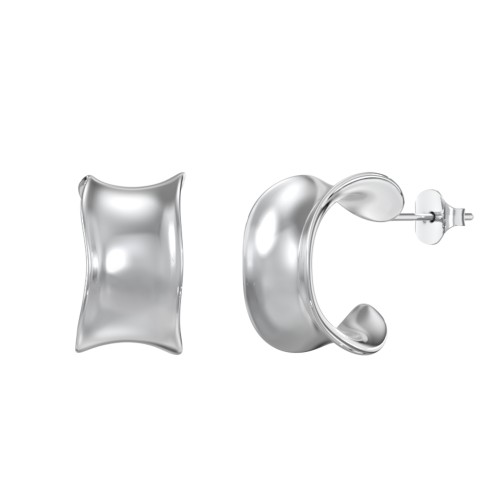 Organic Flared Open Hoop Studs – Sterling Silver