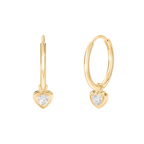 Medium Hoops with Removable Puffy Heart Birthstone Charms – with Diamond