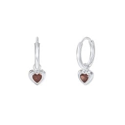Small Hoops with Removable Puffy Heart Birthstone Charms