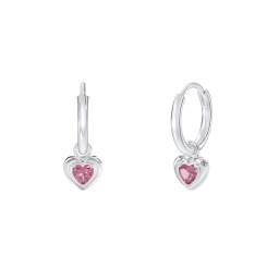 Small Hoops with Removable Puffy Heart Birthstone Charms