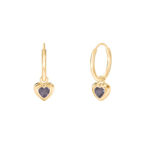 Small Hoops with Removable Puffy Heart Birthstone Charms – with Alexandrite