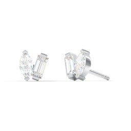Toi et Moi Marquise and Baguette Gemstone Stud Earrings