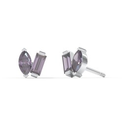 Toi et Moi Marquise and Baguette Gemstone Stud Earrings in 925 Sterling Silver