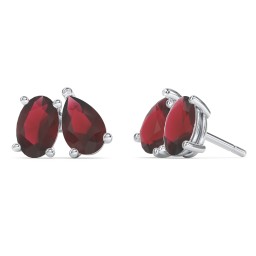 Toi et Moi Oval and Pear Gemstone Stud Earrings