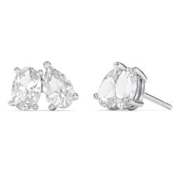 Toi et Moi Oval and Pear Gemstone Stud Earrings