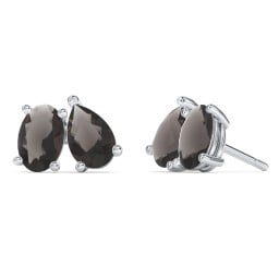 Toi et Moi Oval and Pear Gemstone Stud Earrings