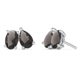 Toi et Moi Oval and Pear Gemstone Stud Earrings in 925 Sterling Silver