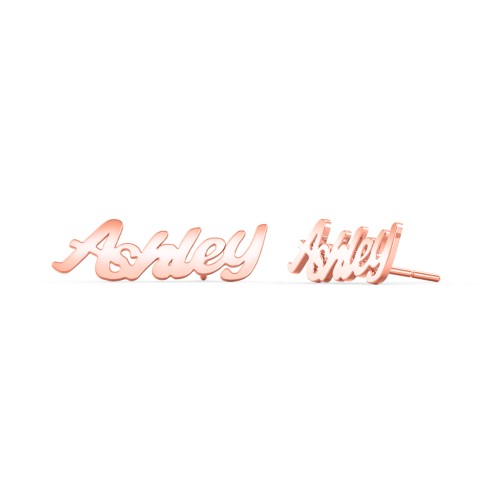 Personalised Name Stud Earrings – 9kt Rose Gold