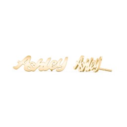 Personalised Name Stud Earrings in 9K Solid Yellow Gold