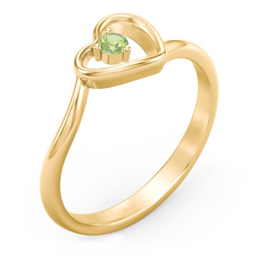 Heart Bypass Ring – 18K Gold Plated Silver with Peridot