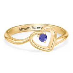 Heart Bypass Ring in 18K Gold Plated Silver with Blue Sapphire
