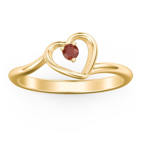 Heart Bypass Ring – 18K Gold Plated Silver with Garnet