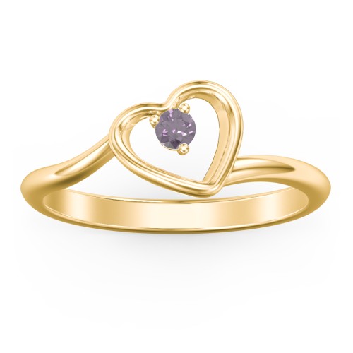 Heart Bypass Ring – 18K Gold Plated Silver with Alexandrite