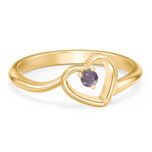 Heart Bypass Ring – 18K Gold Plated Silver with Alexandrite