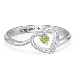 Heart Bypass Ring in 925 Sterling Silver with Peridot