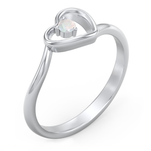 Heart Bypass Ring – Sterling Silver with Opal