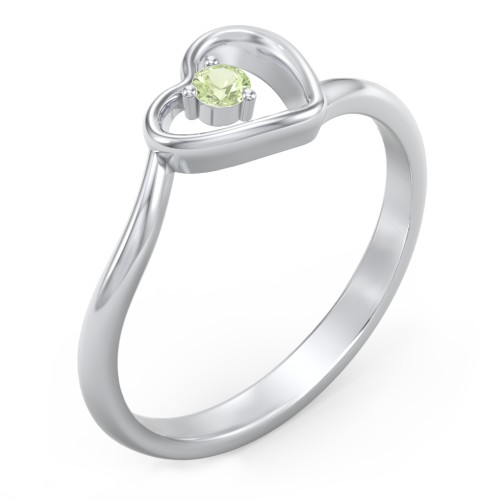 Heart Bypass Ring – Sterling Silver with Peridot