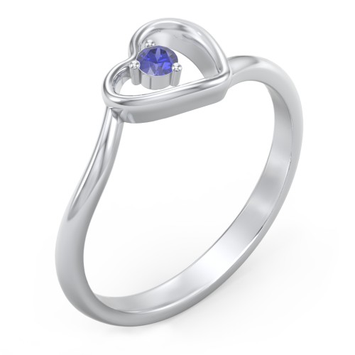 Heart Bypass Ring – Sterling Silver with Blue Sapphire
