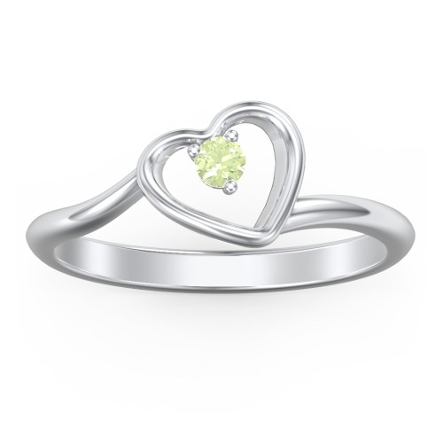 Heart Bypass Ring – Sterling Silver with Peridot