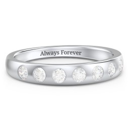 Flush Set Gemstone Belt Ring in 925 Sterling Silver with Diamond