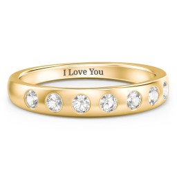 Flush Set Gemstone Belt Ring in 9K Solid Yellow Gold with Cubic Zirconia