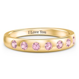 Flush Set Gemstone Belt Ring in 9K Solid Yellow Gold with Pink Tourmaline