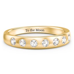 Flush Set Gemstone Belt Ring in 9K Solid Yellow Gold with Cubic Zirconia