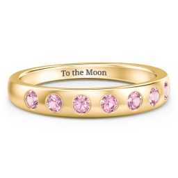 Flush Set Gemstone Belt Ring in 9K Solid Yellow Gold with Pink Tourmaline
