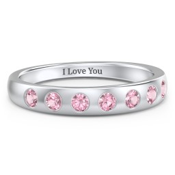 Flush Set Gemstone Belt Ring in 925 Sterling Silver with Pink Tourmaline