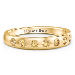 Flush Set Gemstone Belt Ring in 9K Solid Yellow Gold with Citrine