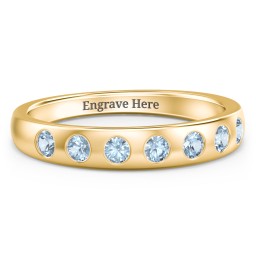 Flush Set Gemstone Belt Ring in 9K Solid Yellow Gold with Blue Topaz