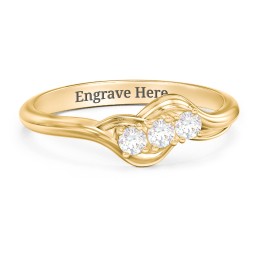 Three Stone Wave Ring