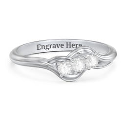 Three Stone Wave Ring