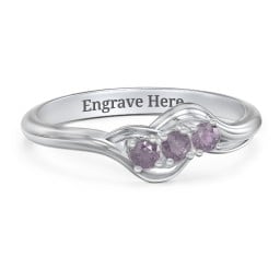 Three Stone Wave Ring