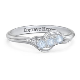 Three Stone Wave Ring