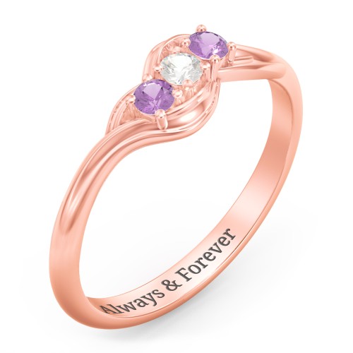 Three Stone Wave Ring
