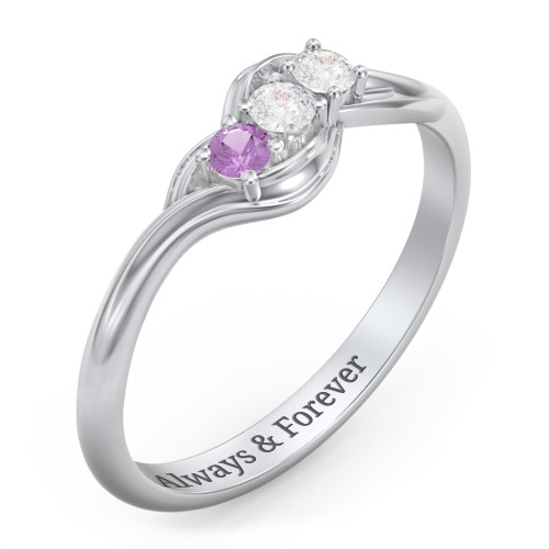 Three Stone Wave Ring